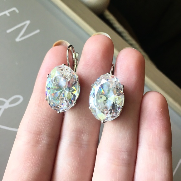 Stunning Drop Imitation Diamond Silver Earrings - Picture 3 of 10